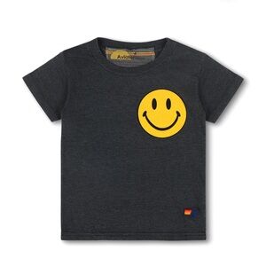 Aviator Nation Kids Tee with Yellow Smiley - Dark Gray